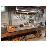 Workshop Workbench with Assorted Hand Tools and Hardware Storage
