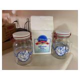 Pillsbury Doughboy Ceramic Flour Canister and Two Glass Storage Jars