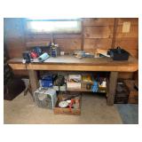 Chas Parker Co. Bench Vise Mounted on Wooden Workbench