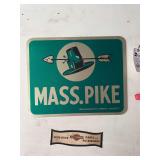 Massachusetts Turnpike Authority Sign and Harley-Davidson Parts and Accessories Sign