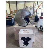 Silver Open-Face Motorcycle Helmet with Clear Visor
