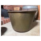 Large Brass Bucket with Iron Bail Handle and Matching Scoop