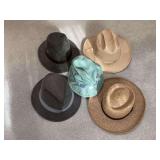 Collection of Four Assorted Headwear Including Straw and Fabric Hats