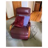 La-Z-Boy Recliner with Wooden Arms and Metal Magazine Rack