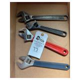 Assorted Adjustable Wrenches, Set of 4