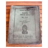 John Deere Parts Price List No. 1-G