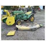 John Deere 110 Lawn Mower with Deck and Mounted Snow Blower