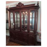 Wooden China Cabinet with Glass Doors and Interior Lighting