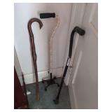 Collection of Three Walking Aids and Canes