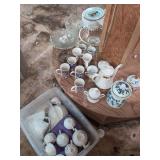 Assorted Glassware and Holiday Dinnerware Collection with Fine China Set
