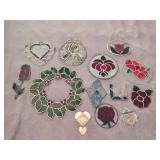 Collection of Assorted Stained Glass Suncatchers and Decorative Hangings