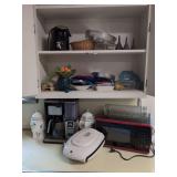 Kitchen Appliance Assortment Including Ninja Coffee Maker, Lean Mean Grilling Machine, and Microwave