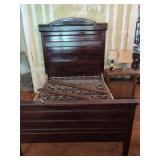 Dark Wood Bed Frame with Headboard and Footboard