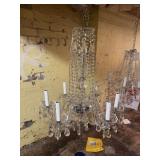 Crystal Chandelier with Multi-Arm Light Sockets and Hanging Prisms