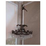 Metal Frame Chandelier with Crystal Prisms