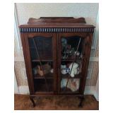 Wooden Display Cabinet with Glass Doors and Key