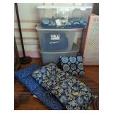 Lot of Patio Cushions with Storage Totes