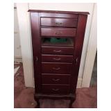 Tall Standing Jewelry Armoire with Mirror and Multiple Drawers