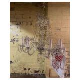 Crystal Glass Chandelier with Draping Beads and Multi-Arm Light Fixture