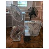 Collection of Four Electric Fans and One Space Heater