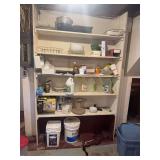 Built-In Basement Storage Shelving Unit with Assorted Household Contents