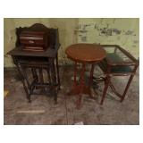 Assorted Wooden Furniture Group Including Stand, Tables, and Chest