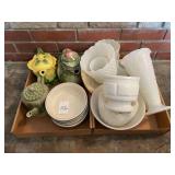 Mixed Lot of Ceramic Teapots and Milk Glass Collectibles