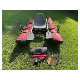 Inflatable Fishing Pontoon Boat with Oars, Anchor, and Pump