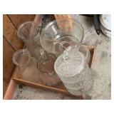 Assorted Glassware Lot Including Stackable Jar and Pitchers