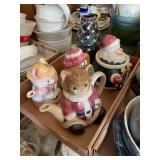 Assorted Ceramic Holiday Teapots and Mosaic Glass Decor Lot