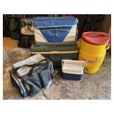 Assorted Cooler Lot Including Igloo Hard and Soft Coolers and Rubbermaid Chest