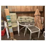 Patio Furniture Set with Table, 5 Chairs, Cushions, and 2 Umbrellas