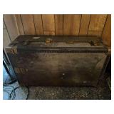 Large Steamer Trunk with Metal Hardware and Railway Express Agency Shipping Label