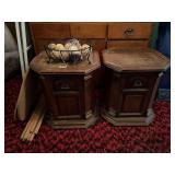 Matching Octagonal Wooden Cabinets and Wall Mirror Set