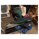 Camping Gear Lot with Gott 30 Cooler, Chairs, Roll-up Mat, and Storage Bin