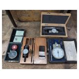 Assorted Precision Measuring and Tachometer Instruments with Fitted Cases