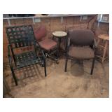 Assorted Chairs and Stools Including Webbed Metal Chair and Upholstered Office Seating