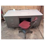 Steelcase Office Desk with Swivel Chair and Assorted Supplies