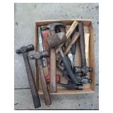 Assorted Hand Tools Including Hammers and Mallets