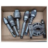 Assorted Machining Tools Including Owatonna Tool Co Bearing Splitter and Drill Chucks