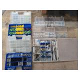 Assorted Fasteners, Hardware, and Electrical Wire Connectors in Multi-Compartment Organizer Cases
