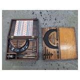 Starrett and Brown & Sharpe Micrometer Tool Sets with Wooden Storage Cases