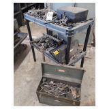 Assorted Machinist Tools and Metal Lathe Accessories Lot with Craftsman Tool Box and Storage Cart