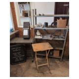 Assorted Industrial and Office Supplies Lot with Mechanical Register and Metal Desk