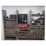 Industrial Storage Shelving with Assorted Hardware and Shop Supplies