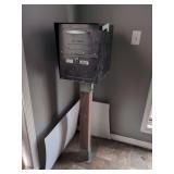 US Mail Galvanized Metal Mailbox on Wooden Post with Metal Brackets