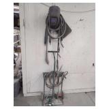Welding Equipment Lot with Cart, Torch, Regulators, and Accessories
