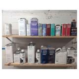 Assorted Automotive Paint Refinishing Products, Reducers, Hardeners, and Clearcoats