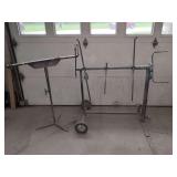 Custom Fabricated Metal Rolling Cart and Adjustable Stand Set