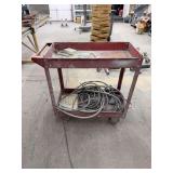Red Two-Shelf Rolling Utility Cart with Extension Cord